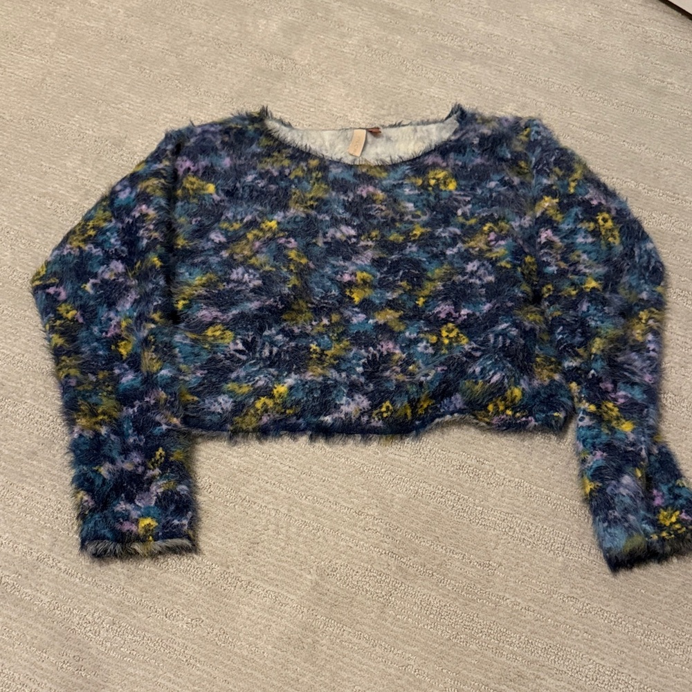Pilcro Fuzzy Blue and Yellow Short Sweater
